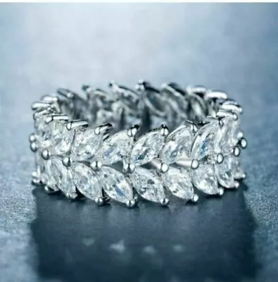 3.00 Ct Marquise Cut Lab-created Diamond Wedding Band Ring 14K White Gold Finish • $99