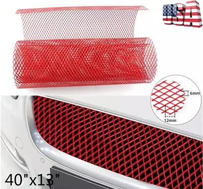 $17.18 • Buy US 100x33cm Aluminium Racing Car Bumper Grille Grill Mesh Net Vent Red Universal