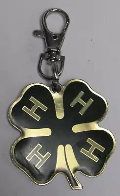 4-H Club Gold & Green Clover Metal Key Ring Keychain • $9.99