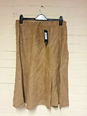 Amber Faux Suede Leather Tan Skirt Sizes 10 To 22 - Camel Colour • £9.35