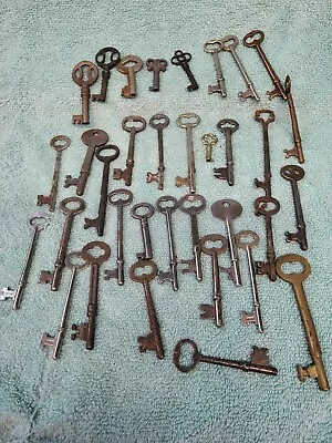 Lot Of 34 Antique Vintage Skeleton Keys Furniture Padlock Furniture Door Unknown • $20