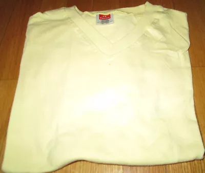 Men T-Shirt V Neck Hanes Heavy Weight XL Yellow Color 100% Cotton Best Value • $5.39