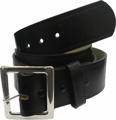Black Leather Garrison Belt Bonded Heavy Duty Work Belt 1.75  Wide • $20.99