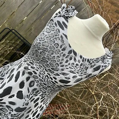 Jane Norman Y2K Grey Gem Leopard Animal Print Mob Wife Vest Top Tunic UK 14 • £24.99