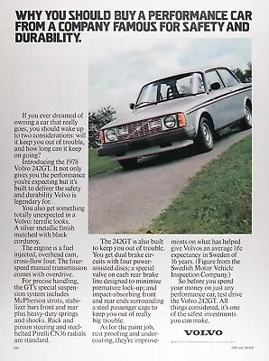 1978 VOLVO 242GT Genuine Ad & 2pgs ROAD TEST W/specs & 3pgs PREVIEW ~ FREE SHIP • $24.99