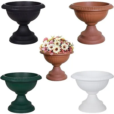 Grecian Urn Planter Plant Flower Pot Basket Round Plastic Home Garden Patio 42cm • £7.50