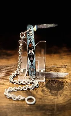 Vintage Masonic/ Inlay 2-bladed Sterling Silver Pocket Knife Made By Voos USA • $500