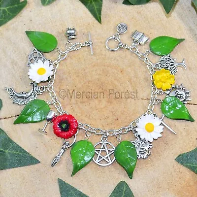 Wiccan Charm Bracelet Summer Fields Pagan Jewellery Witchcraft Summer Solstice • £19