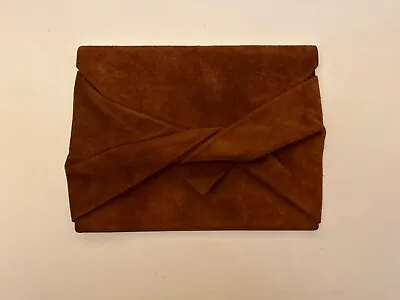 NEW NWOT Banana Republic Brown Suede Leather Clutch Envelope Style Bag • $19.99