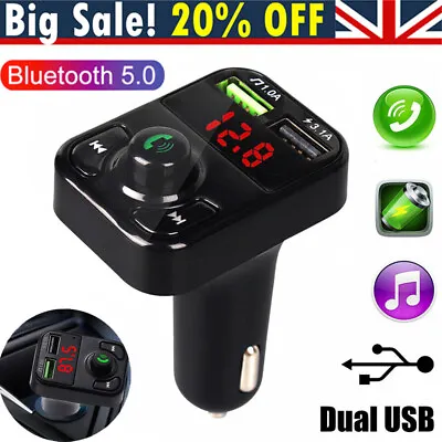 Car FM Transmitter Wireless Bluetooth 5.0 MP3 Player USB Car Charger Adapter UK • £5.29