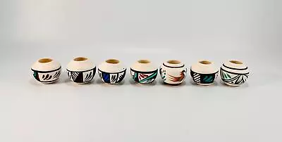 Set Of 7 Native American Pottery Miniature Pots Vase Signed Initial PN '94 • $110