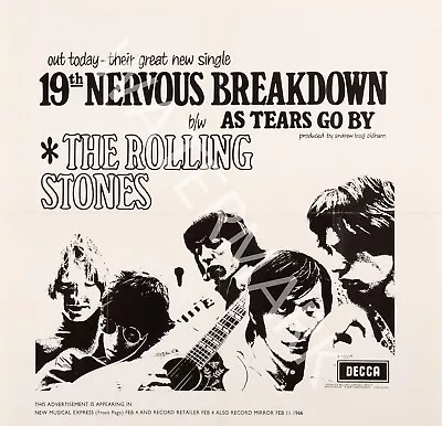 The Rolling Stones - 19th Nervous Breakdown Promo Poster Vintage Music Poster • $29.95