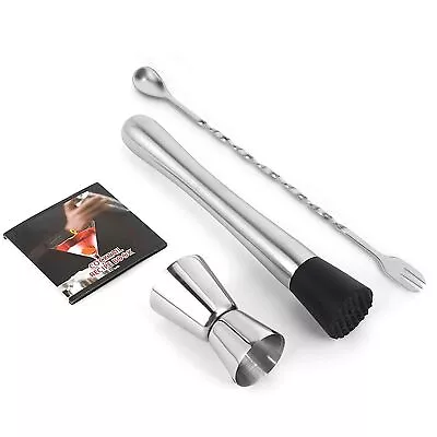 TNCO 8 Inch Stainless Steel Muddler Muddler For Cocktails With Cocktail Spoo... • $13.19