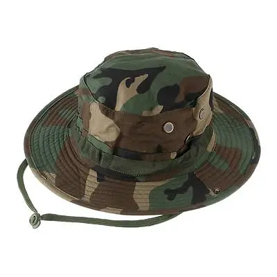 Wide Brim Boonie Sun Hat Army Cap Camouflage Hiking Fishing Military Headwear • £9.59