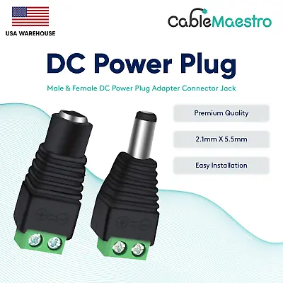 DC Power Plug Male Female Jack Connector 2.1 X 5.5mm Adapter CCTV Video Balun • $6.50