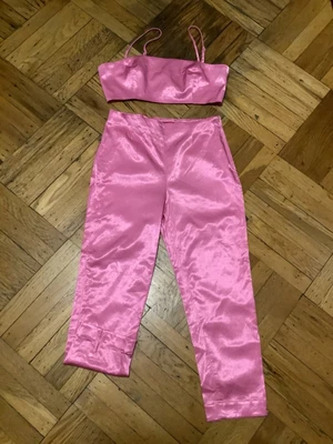 $150 • Buy Staud Pink Satin Cropped Top And Pant Set