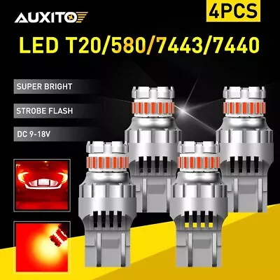 7443 LED Strobe Flashing Blinking Brake Tail Light Parking Safety Warning Bulbs • $21.99