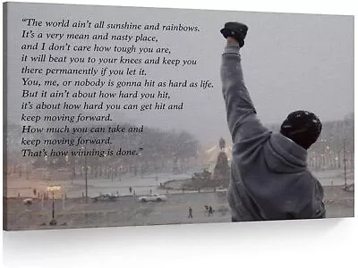 Motivational Canvas Wall Art Rocky Balboa Movie Quotes Inspirational Canvas Art • $14.90