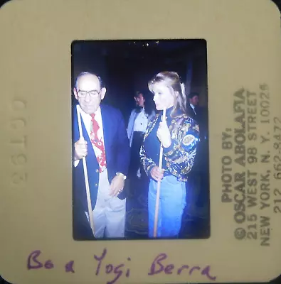 OA21-049 1980s Yogi Berra + Bo Derek Pool Orig Oscar Abolafia 35mm COLOR SLIDE • $12