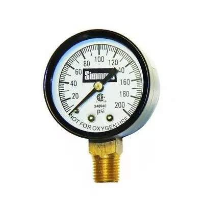 Simmons 1306 Well Pressure Gauge Air Steam Or Water 200 Psi 1/4  Connection • $10.54