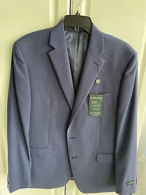 Ralph Lauren Men’s Ultra Flex Navy 100% Wool Sports Jacket Size 42 Reg Nwt $295 • $52