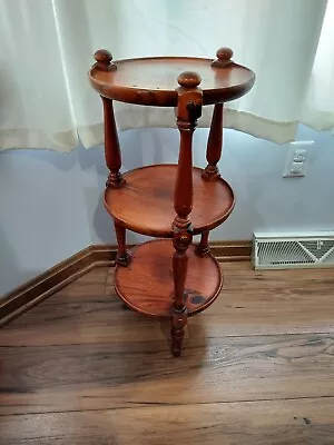 Vintage Ethan Allen 3Tier Plant Stand Old Tavern Wood Round Table *Price Reduced • $99.99