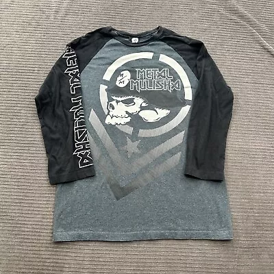 Metal Mulisha Raglan T-Shirt Men Small Black Blue 3/4 Sleeve Logo Graphic Casual • $14.99