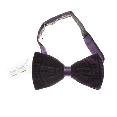 Italo Ferretti NWT Velvet Bow Tie Adjustable Size Patterned Purple • $97.49