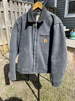 Vintage Carhartt Gray J97 PTL Detroit Blanket Lined Jacket PTL Faded Size MEDIUM • $310