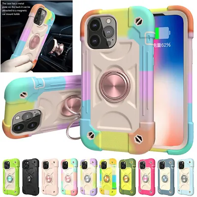 For IPhone 15 14 13 12 11 XS XR Shockproof Case Cover + Metal Ring Phone Stand • £8.98