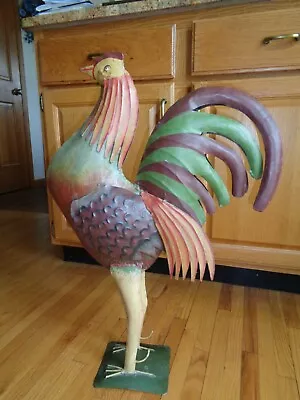 Metal Rooster Sculpture Free Standing 27  Tall • $29.99