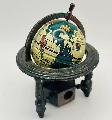 Vintage Miniature Spinning World Globe Pencil Sharpener Die Cast Metal VGUC • $7.75