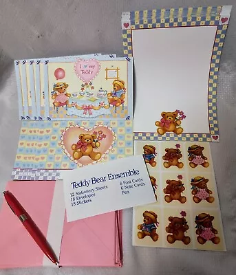 Vintage Letter Writing Stationery Set*Paper Sheets*Note Cards*Teddy Bears*Hearts • $19.60