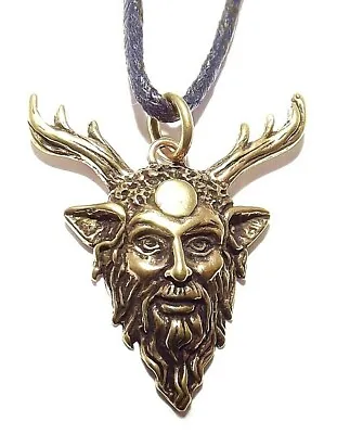 Bronze Cernunnos Head Horned God Celtic Pendant • £8.50