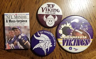 MINNESOTA VIKINGS TCF FAN CLUB 1976 VIKINGS LOGO PINBACK / BUTTON PINS Lot Of 4 • $6.99