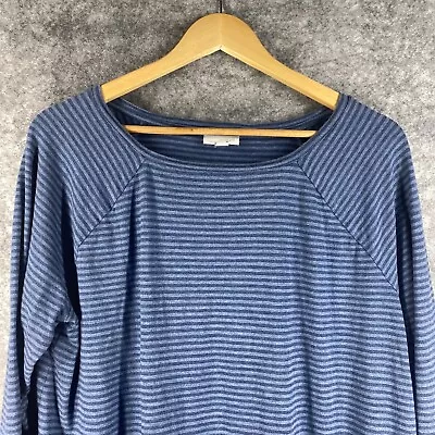 J Jill Pure Jill Shirt Women L Blue Stripe Pima Cotton Supersoft Oversized Tunic • $24.95