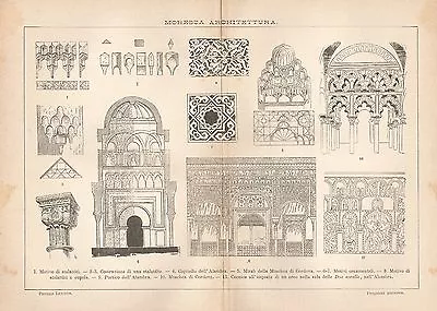 B2524 Architecture Moresca - Print Antique Of 1928 - Incision - Engraving • $13.72