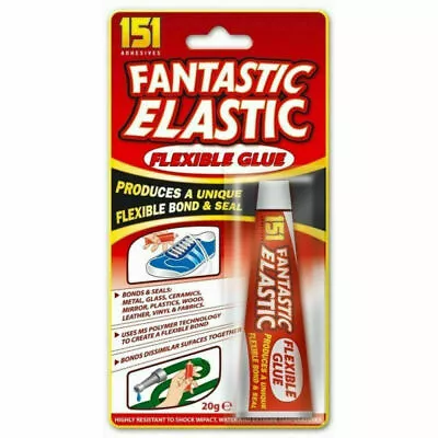 Fantastic Elastic Glue Adhesive Flexible Shoes Trainers Clothes Fabric Boot Sole • £2.75