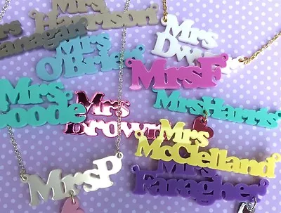 £15 • Buy Personalised Necklace, Mrs Name, Surname, Wedding Gift, Bride To Be, Wife
