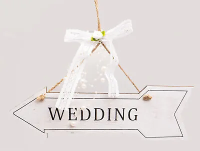 £5.99 • Buy Wedding Love Pointing Rustic Wooden Arrow Party Hanging Sign Plaque Decoration
