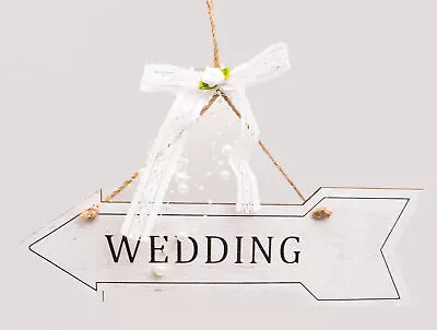 £5.99 • Buy Wedding Love Pointing Rustic Wooden Arrow Party Hanging Sign Plaque Decoration