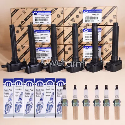 6 Pack Mopar Ignition Coils UF648 & Spark Plugs For Chrysler Jeep Dodge Ram 3.6L • $118.99