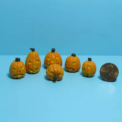 Dollhouse Miniature Halloween Fall Jack-O-Lantern Pumpkin Set Of 6 T8676 • $11.69