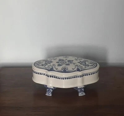 £15 • Buy Hand Painted Portuguese Footed Serving Dish With Lid 9”
