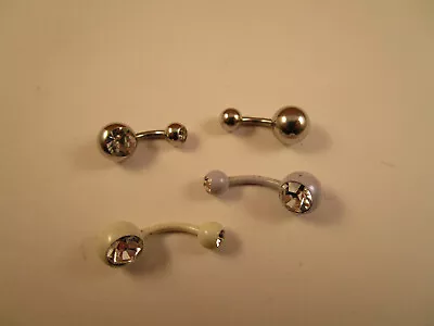 Mixed Lot Of 4 Belly Button Rings Rhinestone Silver Tone • $10.99