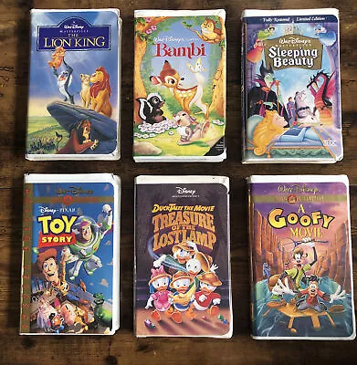 Walt Disney Home Video VHS Cassette Tapes Movies Lot Of 6 Great For Decorating • $30