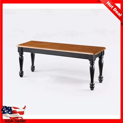 Dining Room Bench Solid Wood Comfortably Seats Kitchen Black/Natural Finish Hot • $112.50