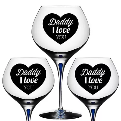 3x Daddy I Love You Birthday Fathers Day Decal Sticker Set For Wine Glass Gift • £2.59