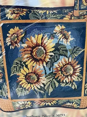 Vintage 2000 Candamar Needlepoint Sunflower Pillow 30793 14x14 New • $15