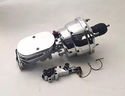 Chrome 7  Dual Power Booster 1-1/8  Smooth Top Master Cylinder 4 Wheel Disc Disc • $149.65